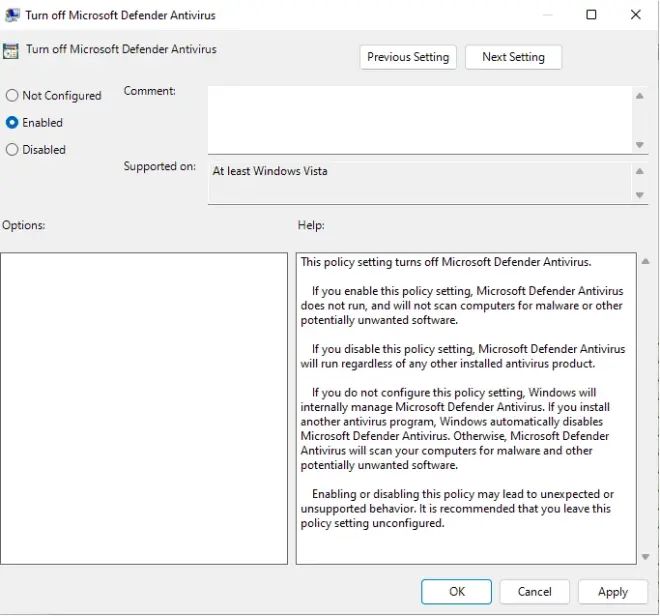 禁用Microsoft Defender防病毒軟件