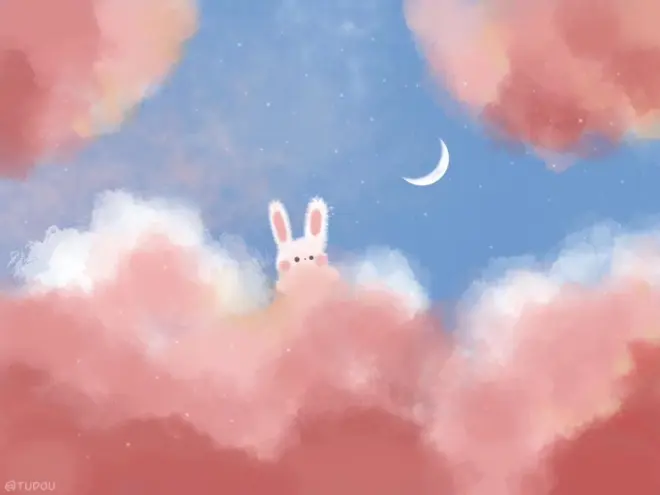 大草原花朵中小女孩動漫插畫